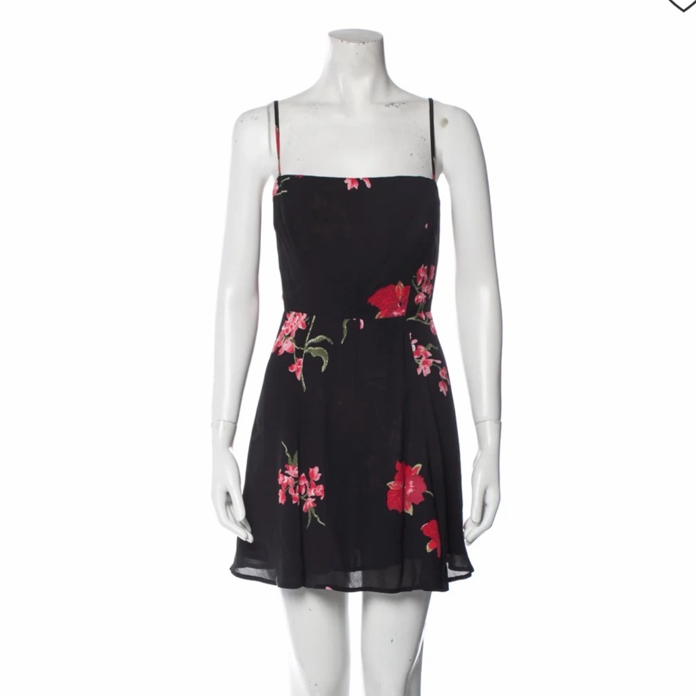 Reformation short dress size 0 floral black